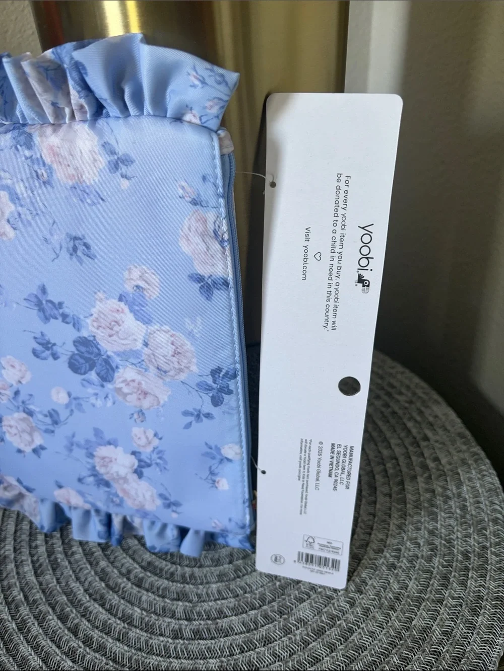 NWT Love Shack Fancy X Yoobi Everblooming Rosettes Flat Zip Ruffle Pencil Case